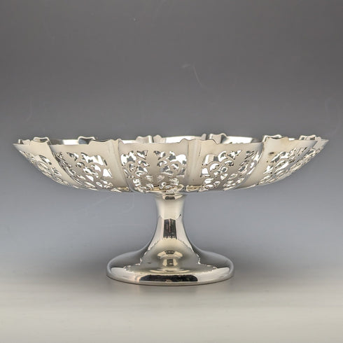 1933 年英國復古純銀蜜餞/Tazza 428 克直徑 24 公分酒罐